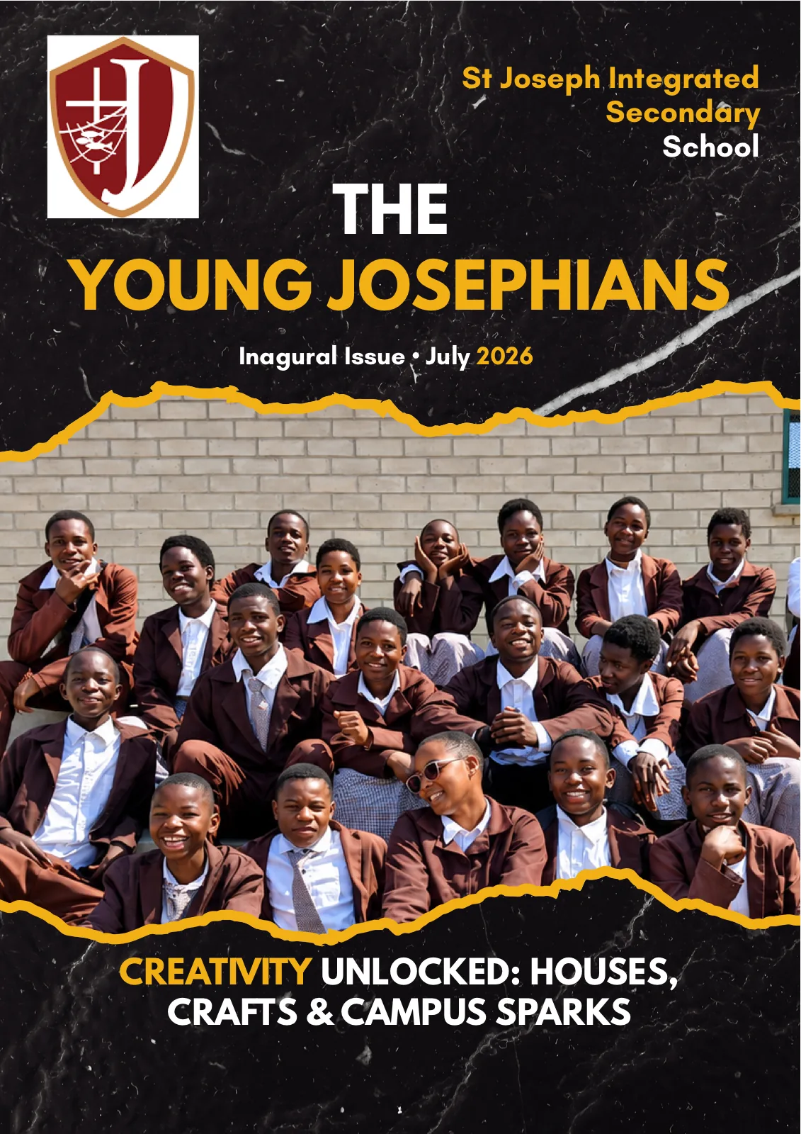 Cover of The Young Josephians inaugural issue, July 2026 — Creativity Unlocked: Houses, Crafts & Campus Sparks